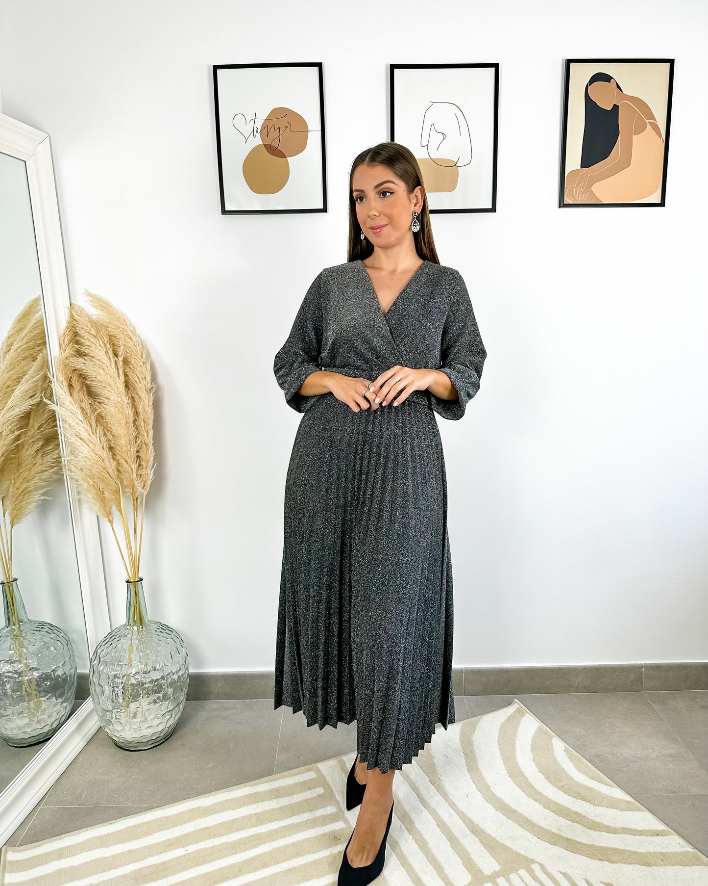 Vestido Tablas Brillo