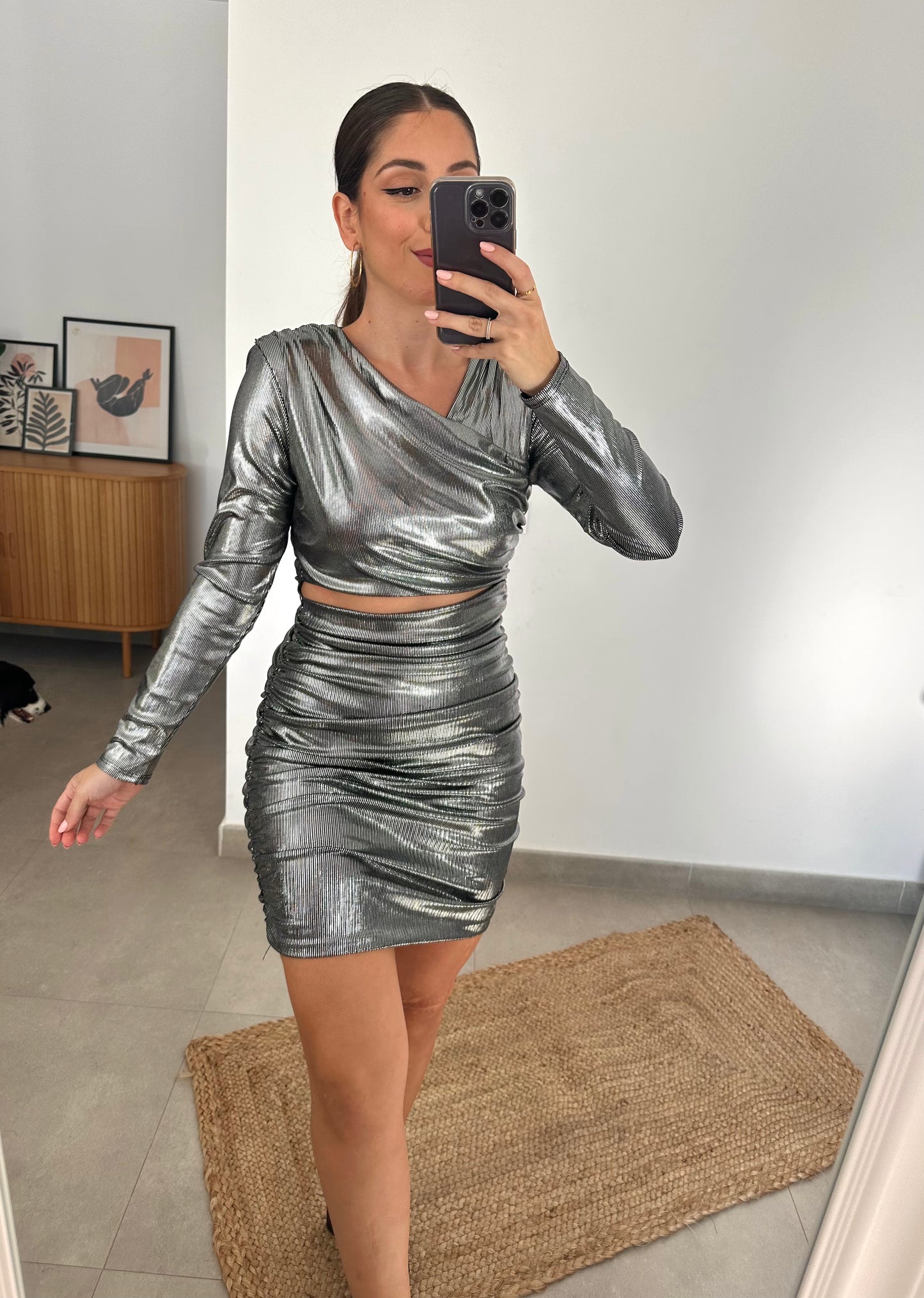 Vestido Marta Metalizado Plateado