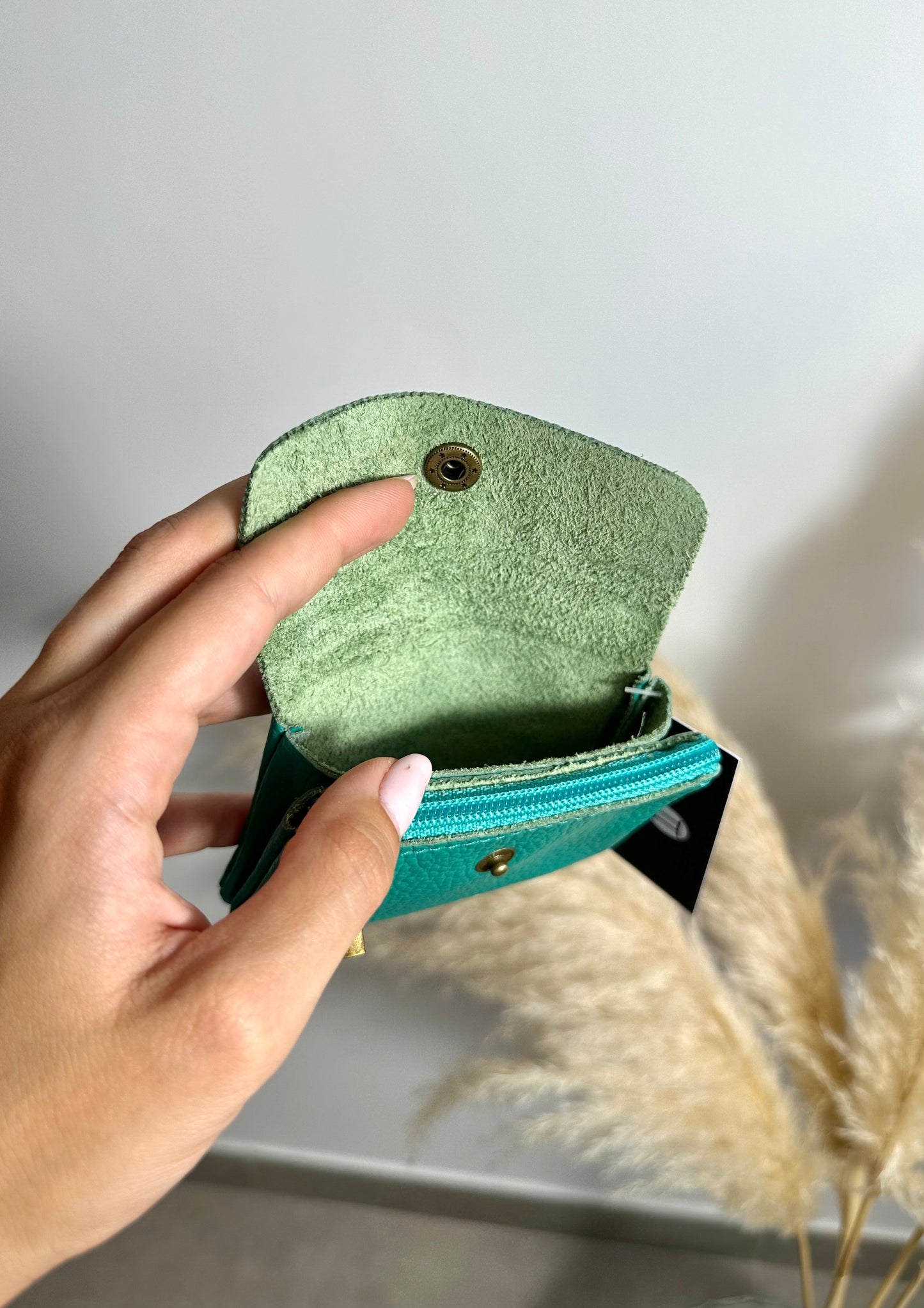 Monedero Piel mini Turquesa