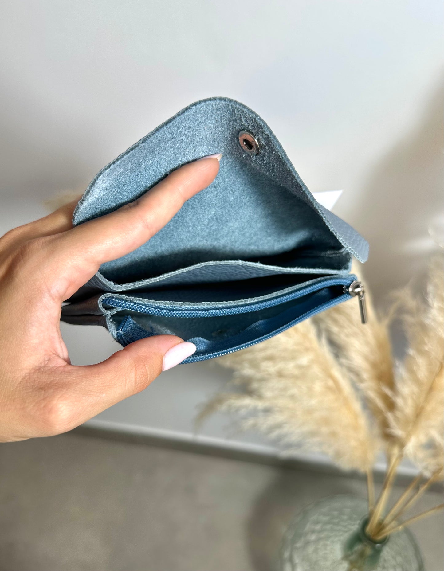 Monedero Piel Azul