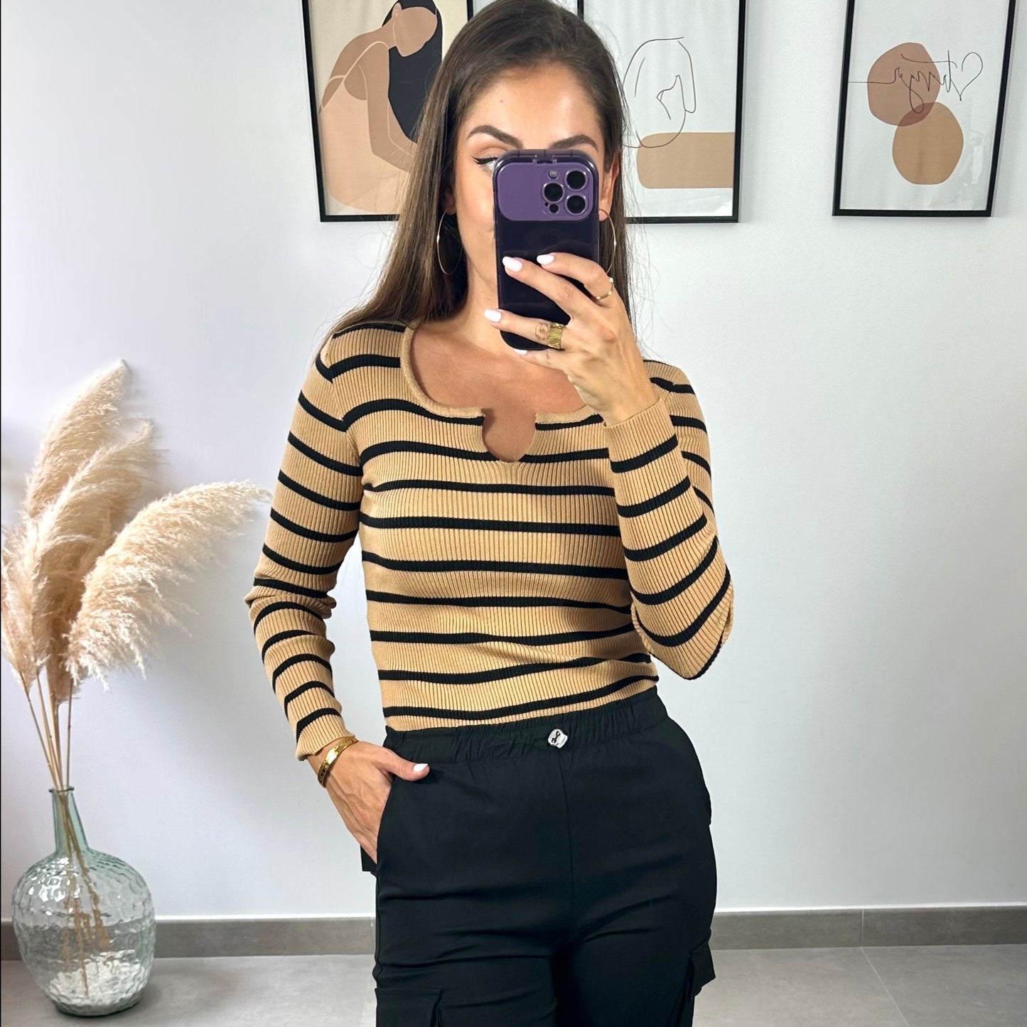 Jersey Rayas Camel