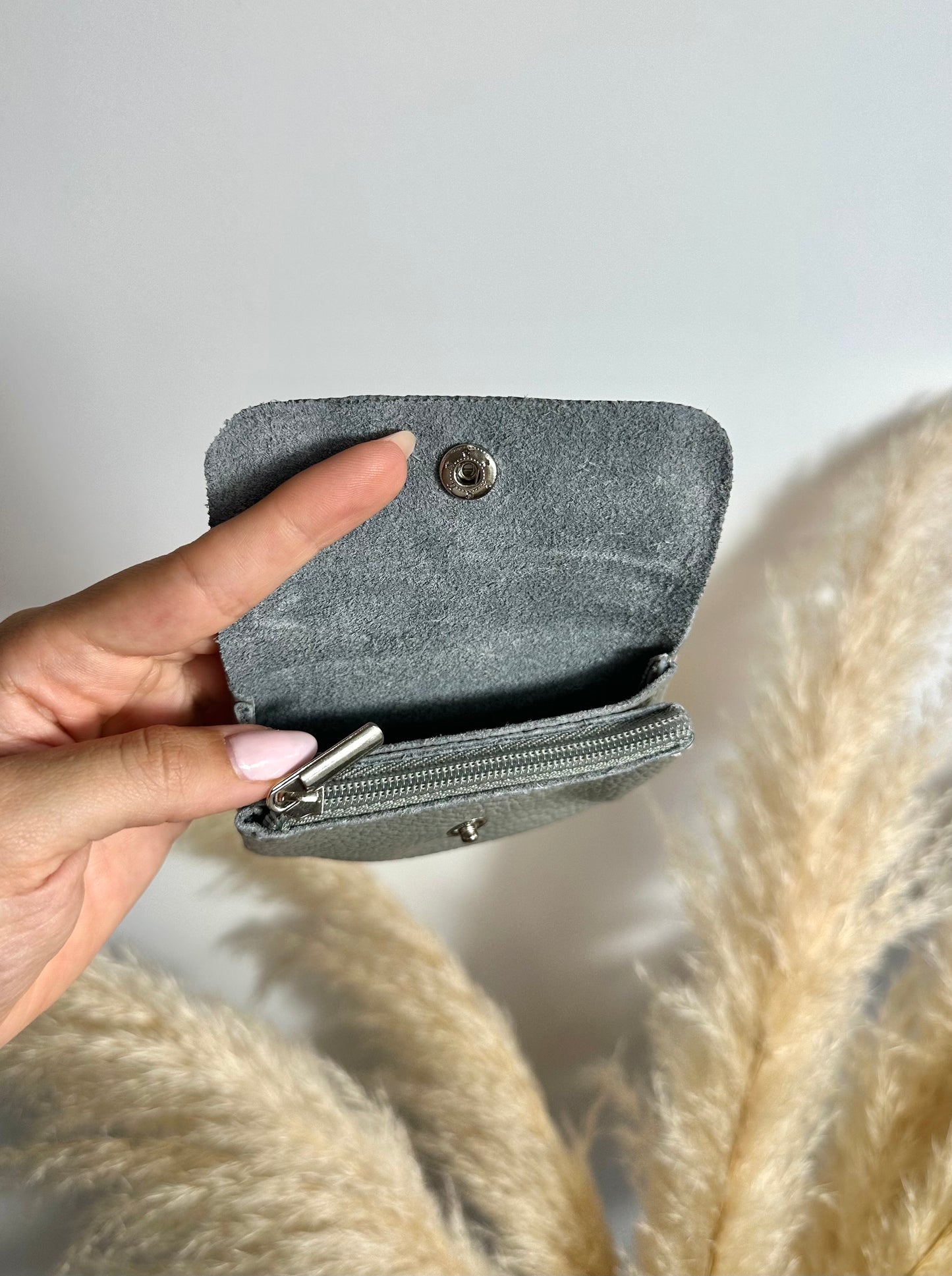 Monedero Piel mini Gris
