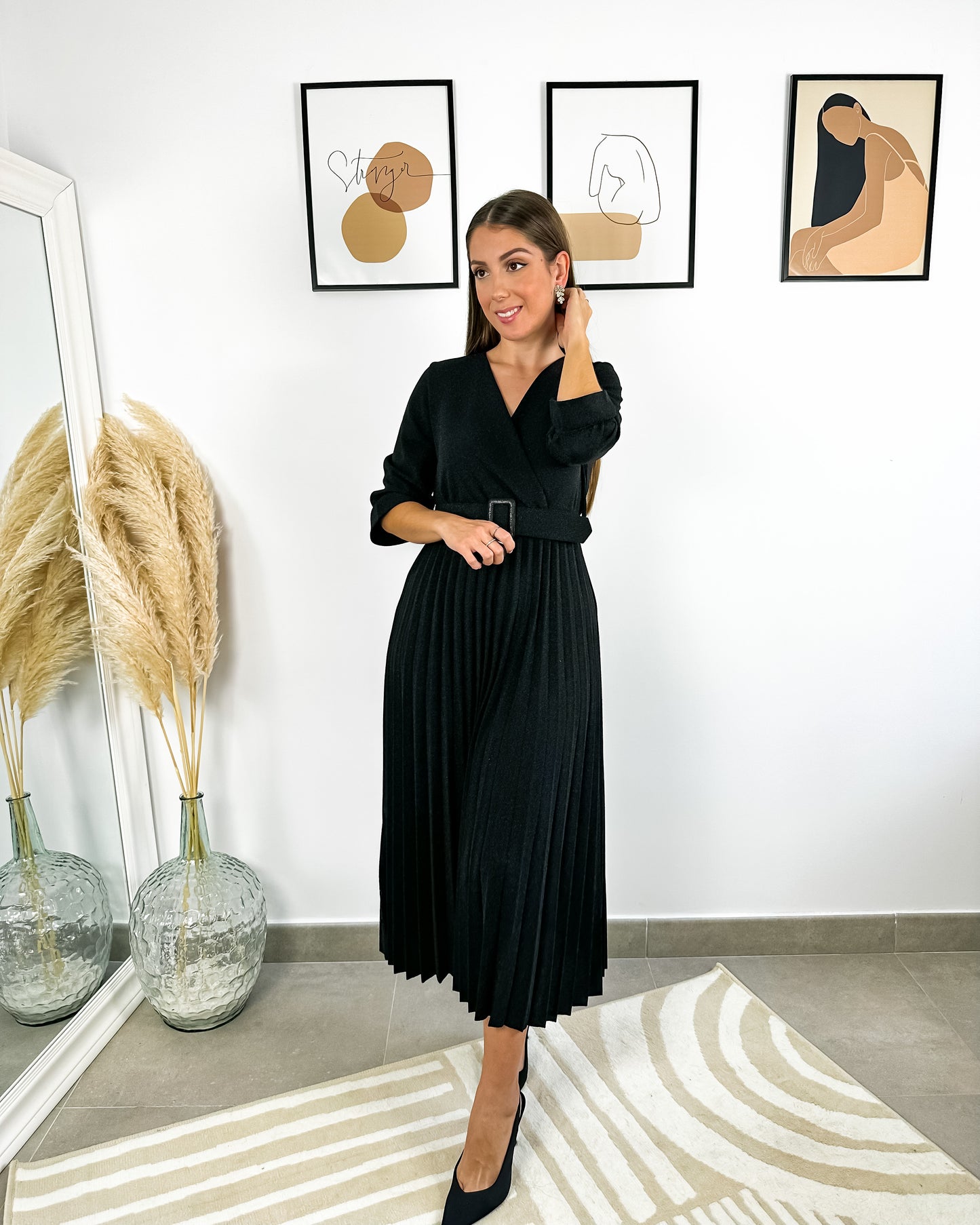Vestido Tablas Brillo