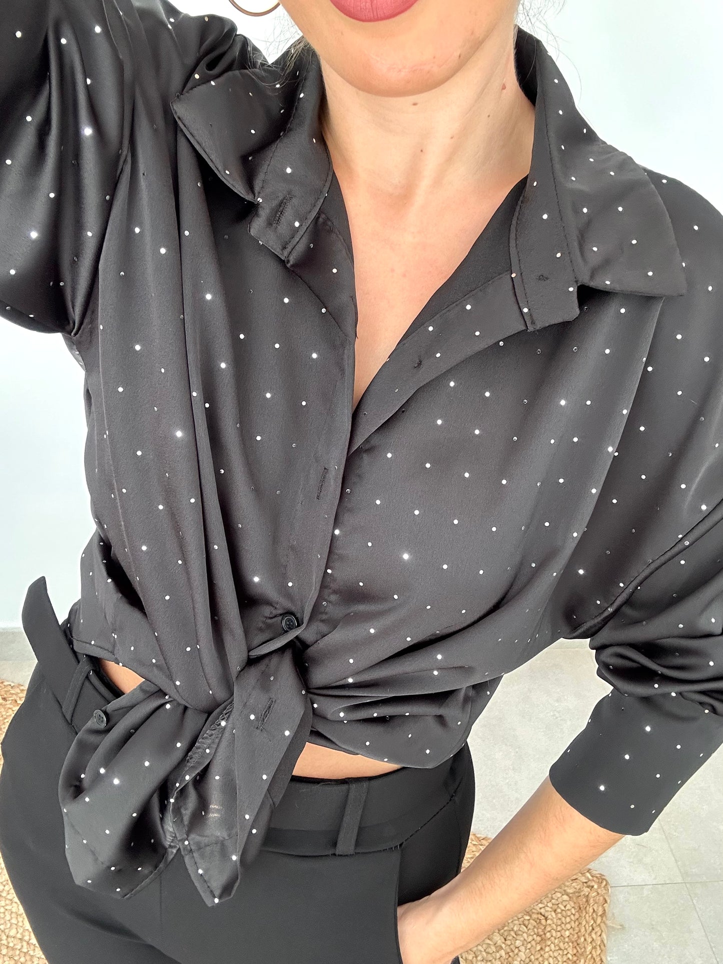 Camisa Milan Brillos Negro