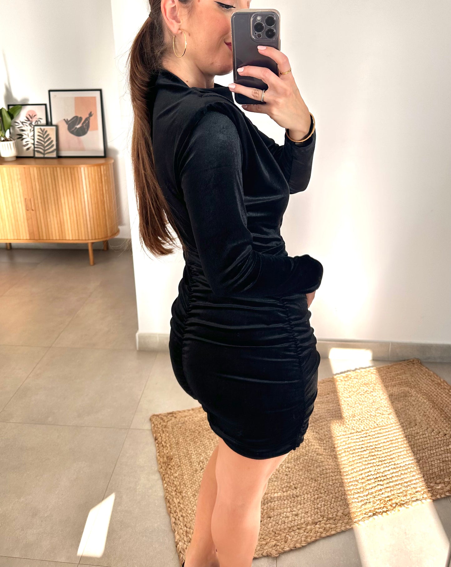 Vestido Laura terciopelo Negro