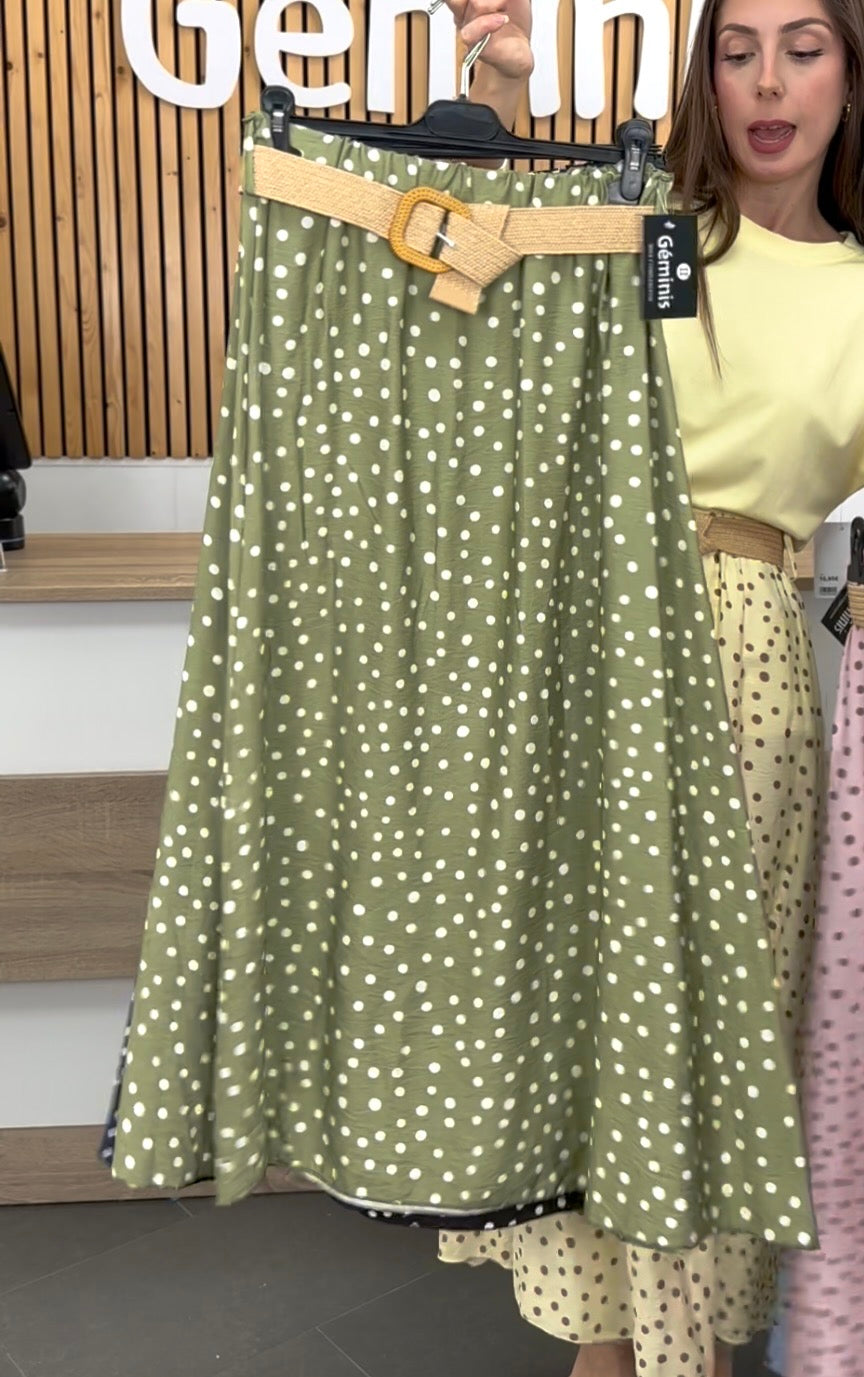 Falda lunares midi